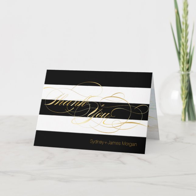 Cartão De Agradecimento PixDezines black+white+stripes thank you cards (Frente)