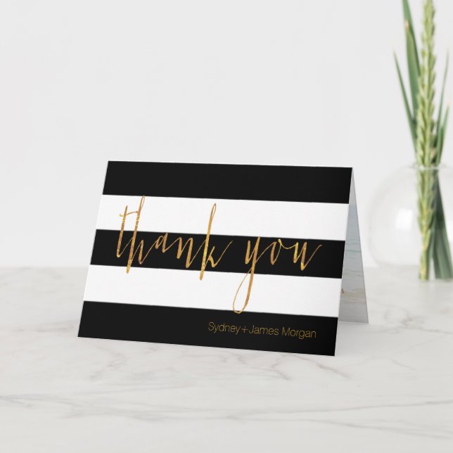 Cartão De Agradecimento PixDezines black+white+stripes thank you cards (Frente)
