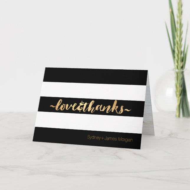 Cartão De Agradecimento PixDezines black+white+stripes thank you cards (Frente)