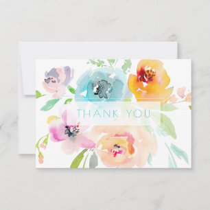 Cartão De Agradecimento PixDezines Chuveiro de Noiva Aquarela Floral Prima