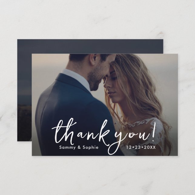 Cartão De Agradecimento PixDezines DIY cores Script Obrigado (Frente/Verso)