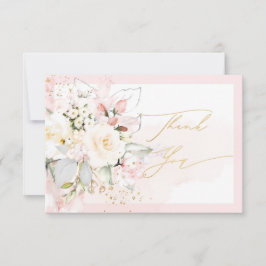 Cartão De Agradecimento PixDezines H2 Blush Roses de Creme Obrigado