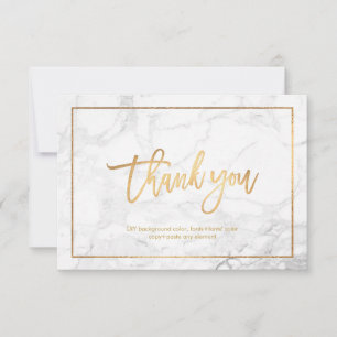 Cartão De Agradecimento PixDezines MARBLE+FAUX DOURADO Obrigado