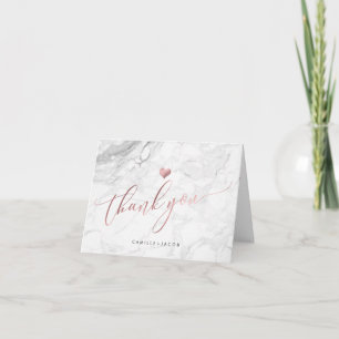 Cartão De Agradecimento PixDezines Marble+Faux Rose Gold Wedding Thank You