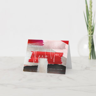 Cartão De Agradecimento PixDezines Moderna Cor da Água Vermelha Preta