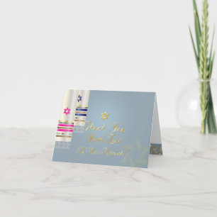 Cartão De Agradecimento PixDezines Pink/Blue Tallits Thank you