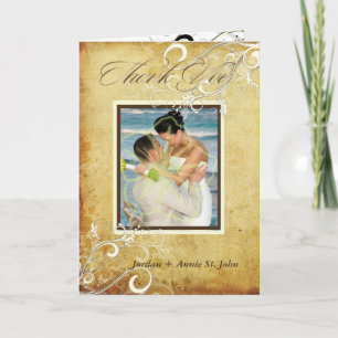 Cartão De Agradecimento PixDezines Vintage Swirls/Wedding Thank You