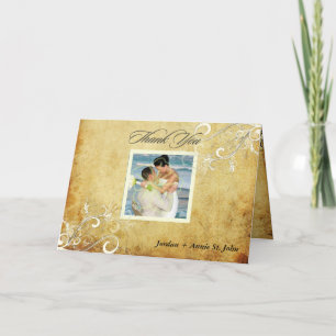 Cartão De Agradecimento PixDezines Vintage Swirls/Wedding Thank You