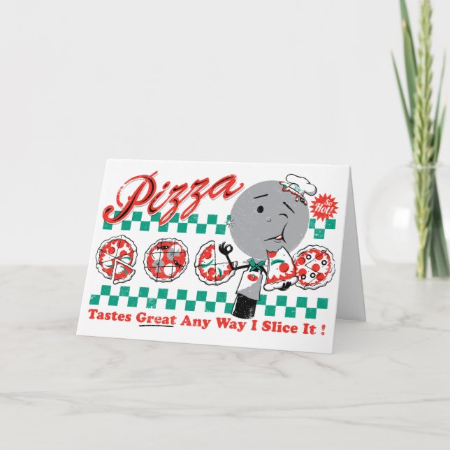 Cartão De Agradecimento Pizza Any Way I Slice It Retro Card CUSTOMIZABLE (Frente)