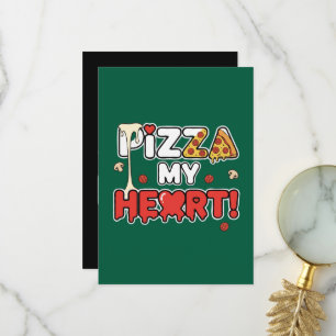 Cartão De Agradecimento Pizza Fofa Meu Coração Trocadilho Divertido para A
