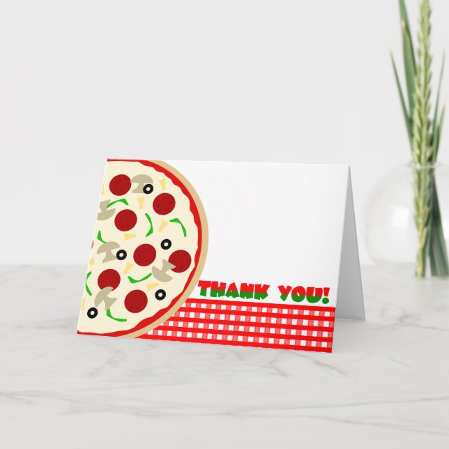 Cartão De Agradecimento Pizza Party Thank You Note Card (Frente)