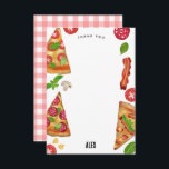 Cartão De Agradecimento Pizza Party Theme Watercolor Birthday Kids<br><div class="desc">Uma pizza com o tema design. Um design excelente para as crianças,  festas de aniversário tematizadas de pizza. Esta mão desenhada com piza d'água e ingredientes design é ideal para quem adora pizza,  cozinhar e comida italiana. Uma decoração de excelente e design de decoração de cozinha fofa.</div>