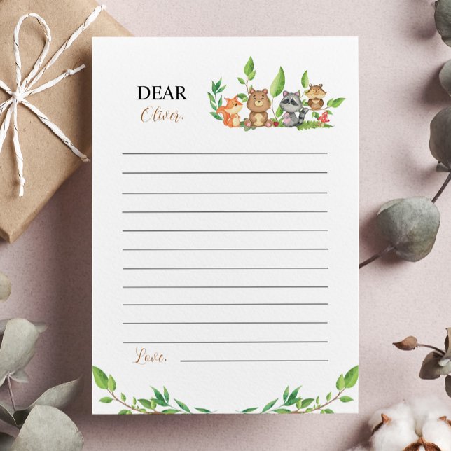 Cartão De Agradecimento Placa Cápsula Horária Woodland Wild One Note (Criador carregado)