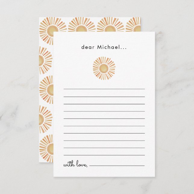 Cartão De Agradecimento Placa Cápsula Sun Sunshine Time (Frente/Verso)