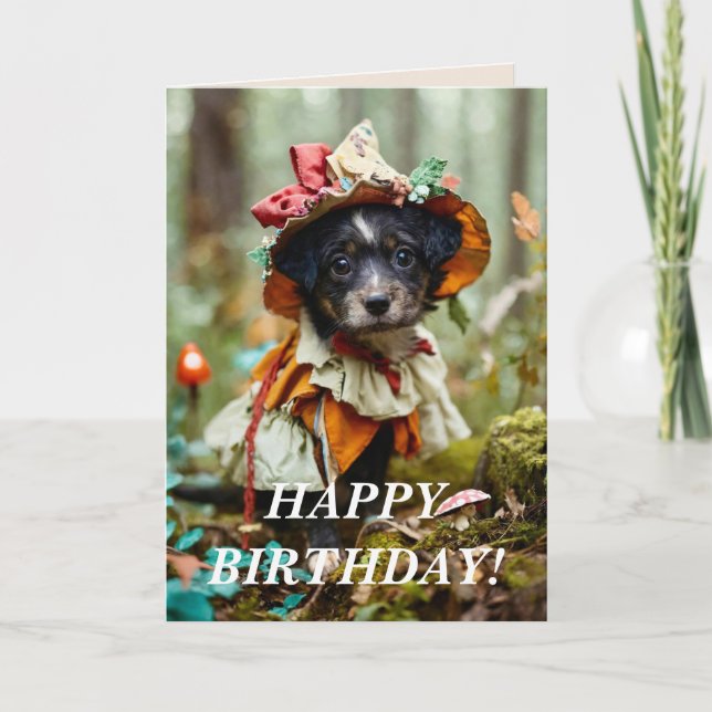 CARTÃO DE AGRADECIMENTO PLACA DE ANIVERSÁRIO DE PUP VESTIDO (Frente)