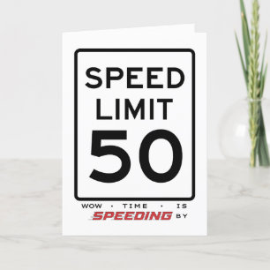 Cartão De Agradecimento Placa de aniversário do limite de velocidade 50