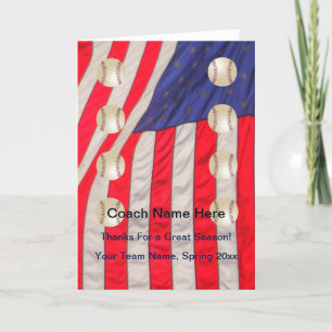 Cartão De Agradecimento Placa de Baseball de Bandeira Americana para Dentr