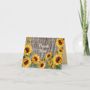 Cartão De Agradecimento Placa de Cinzas Rustic Sunflower & Weathered