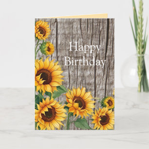 Cartão De Agradecimento Placa de Cinzas Rustic Sunflower & Weathered