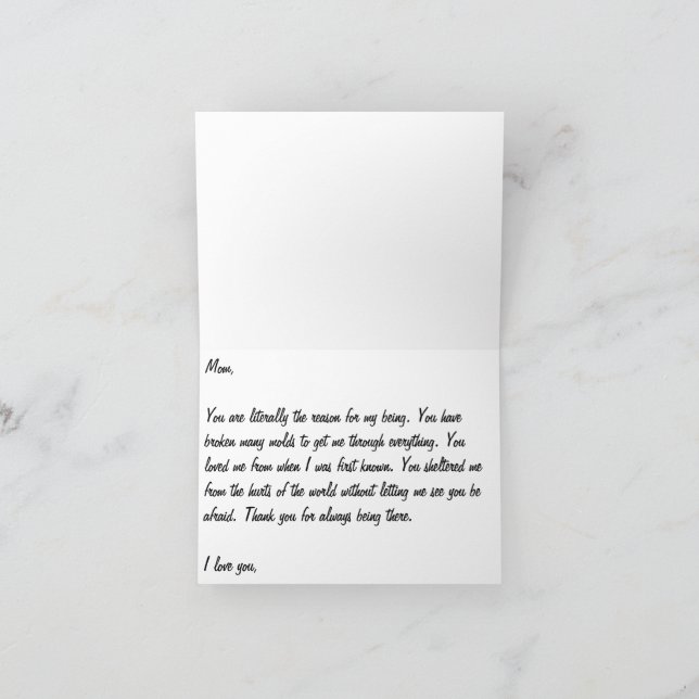 Cartão De Agradecimento Placa de dia de as mães (Interior)