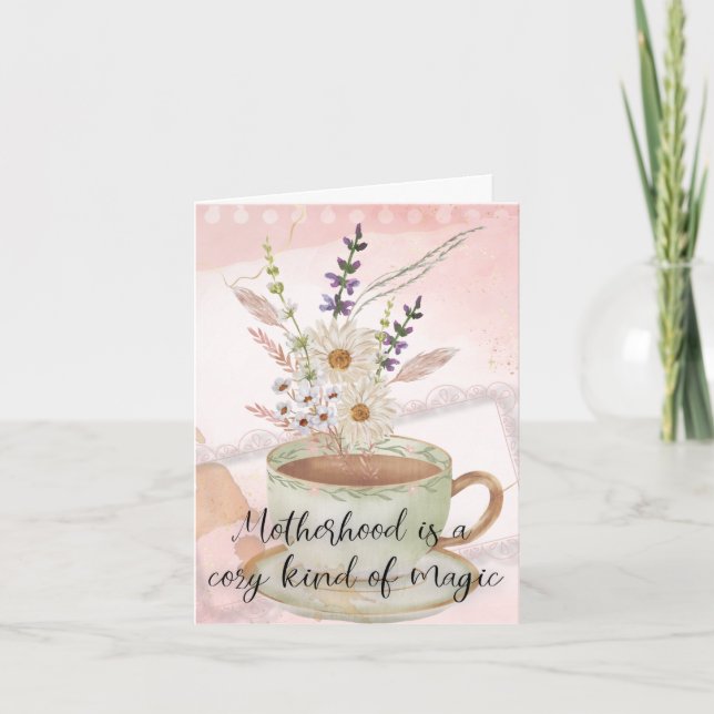 Cartão De Agradecimento Placa de Dia de as mães de Flor Pressionada - Esti (Frente)