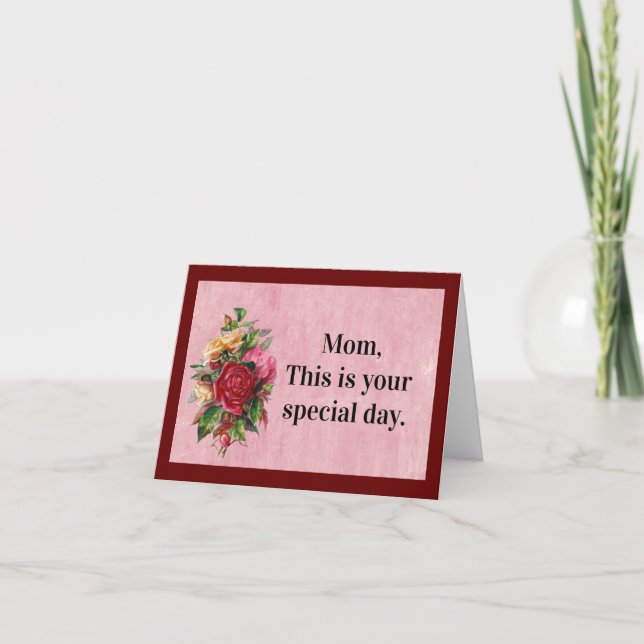 Cartão De Agradecimento Placa de Dia de as mães de Rosas associada (Frente)