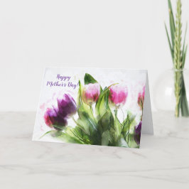 CARTÃO DE AGRADECIMENTO PLACA DE DIA DE AS MÃES DE TULIPS EM PINCO