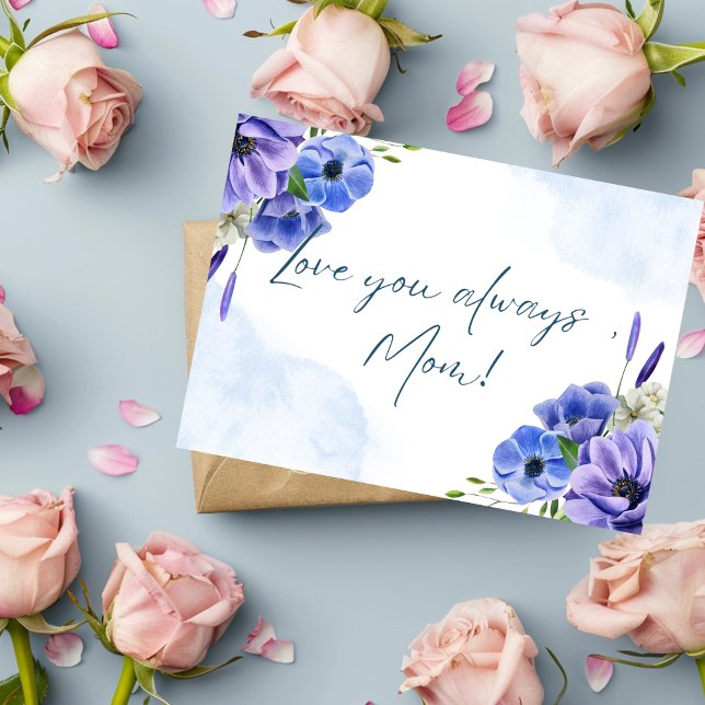 Cartão De Agradecimento Placa de Dia de as mães Elegante com Aquarela Flor (Criador carregado)