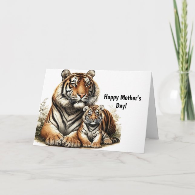 CARTÃO DE AGRADECIMENTO PLACA DE DIA DE AS MÃES MOM TIGER (Frente)