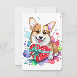 Cartão De Agradecimento Placa de Dia de os namorados Corgi - Cachorro Aqua