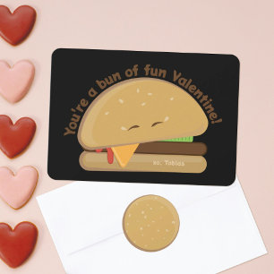 Cartão De Agradecimento Placa de Dia de os namorados do Cheeseburger Feliz