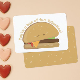 Cartão De Agradecimento Placa de Dia de os namorados do Cheeseburger Feliz