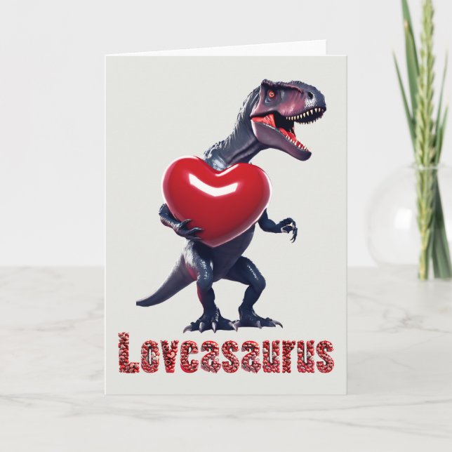 Cartão De Agradecimento Placa de Dia de os namorados Loveasaurus (Frente)