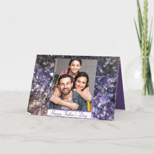 Cartão De Agradecimento Placa de Dia de os pais de Foto da Família Roxo A