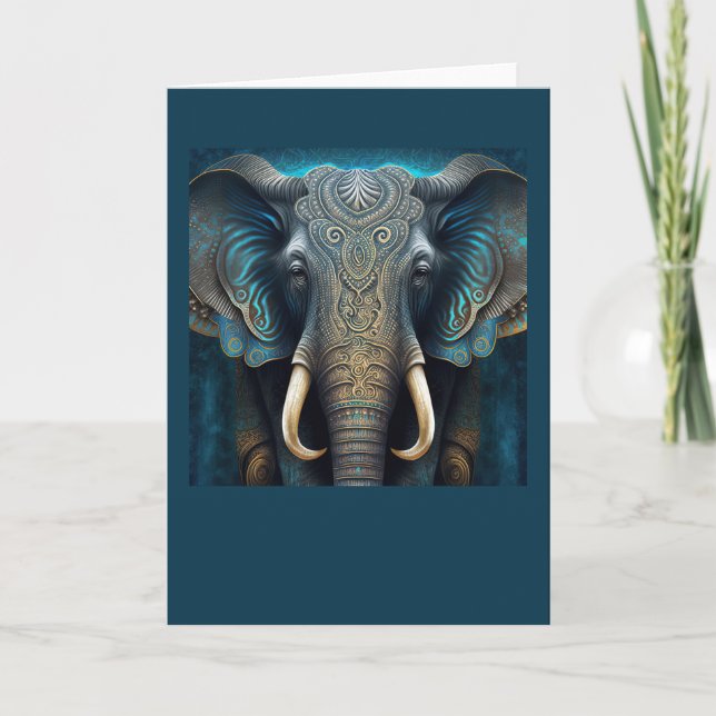 Cartão De Agradecimento Placa de Elefante com Aquarela Mística (Frente)