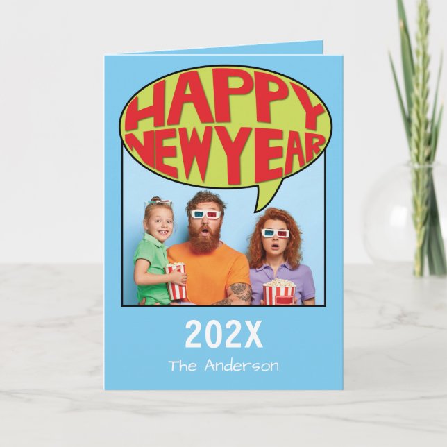 Cartão De Agradecimento Placa de Feliz ano novo de Fotografia Personalizad (Frente)