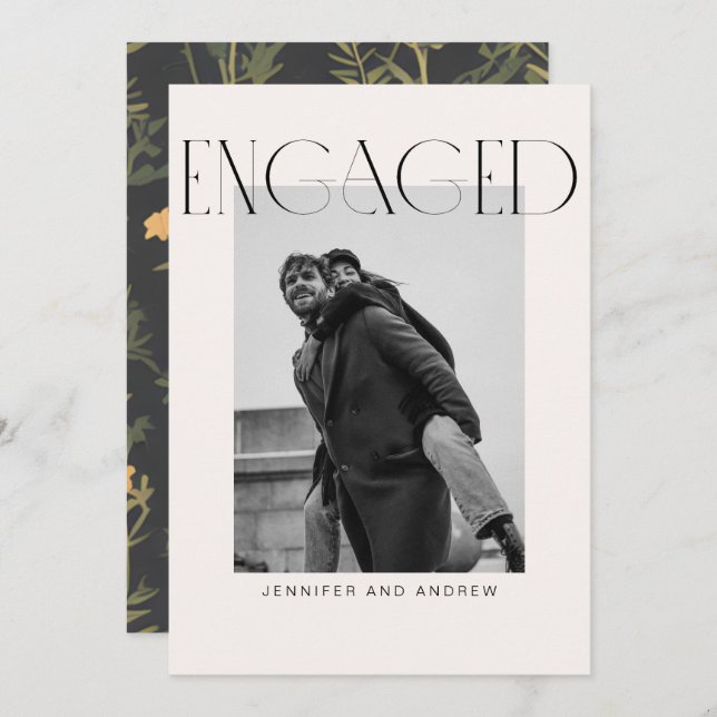 Cartão De Agradecimento Placa de Festa de noivado Modern Boho (Frente/Verso)