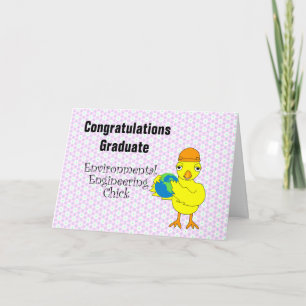 Cartão De Agradecimento Placa de graduação de Pintinho de engenharia ambie