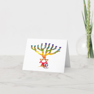 Cartão De Agradecimento Placa de Hanukkah da Árvore Menorah Encantada