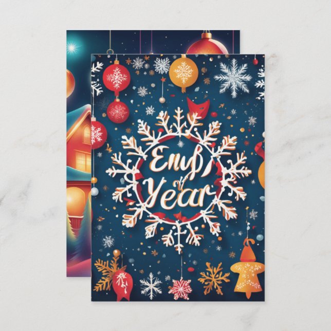 Cartão De Agradecimento Placa de Impressão de Ano Novo (Frente/Verso)