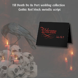 Cartão De Agradecimento Placa de Mesa de boas-vindas gótica - Script metál