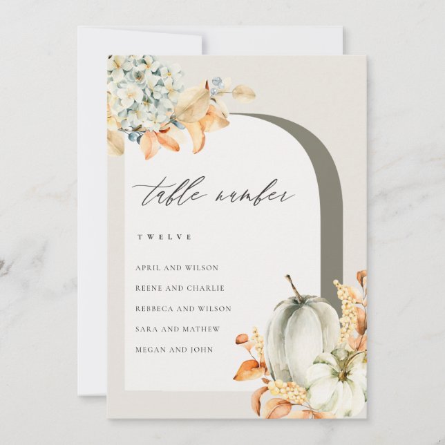 Cartão De Agradecimento Placa de Mesa do Gráfico Sentado Rustic Fall Pumpk (Frente)