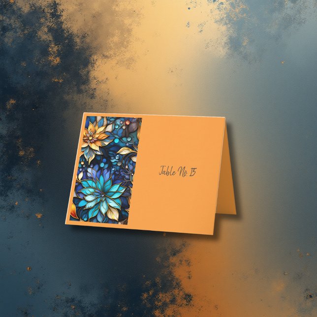 Cartão De Agradecimento Placa de mesa Elegante de Vidro Dourado Floral (Criador carregado)