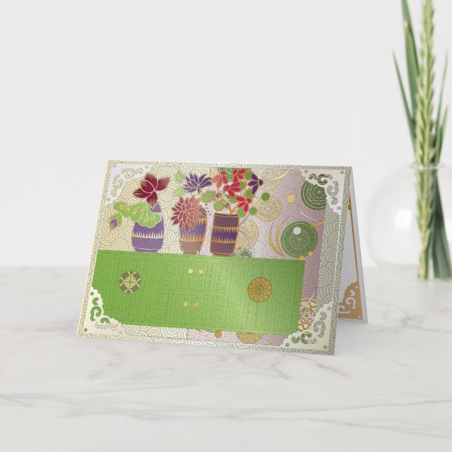 Cartão De Agradecimento Placa de Mesa Verde Mah Jongg (Frente)