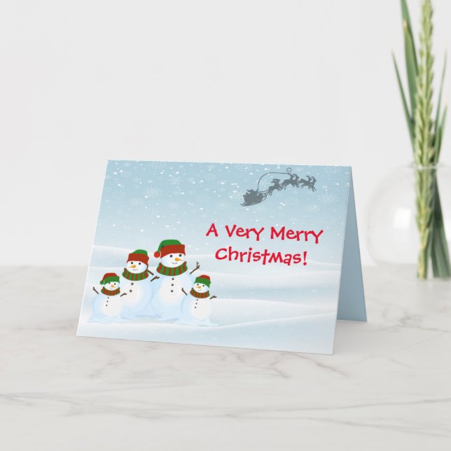 CARTÃO DE AGRADECIMENTO PLACA DE NATAL DA FAMÍLIA DE NEVE (Frente)