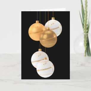 CARTÃO DE AGRADECIMENTO PLACA DE NATAL DE ORNAMENTOS BRANCOS DOURADOS PARA