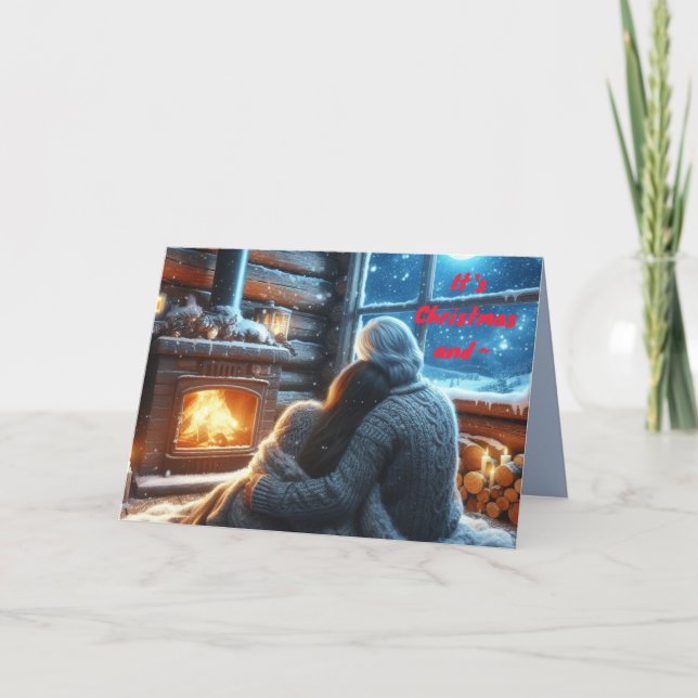 CARTÃO DE AGRADECIMENTO PLACA DE NATAL DO CASAL DE FIRESIDE (Frente)