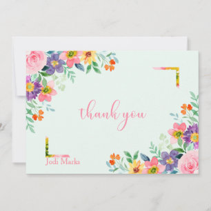 Cartão De Agradecimento Placa de Nota de Aquarela de Blooms de primavera