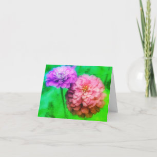 Cartão De Agradecimento Placa de Nota de Flores abstrato Zinnia