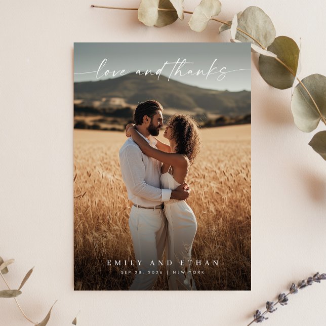 Cartão De Agradecimento Placa de Nota de Foto Nova e Simples Elegante (Criador carregado)